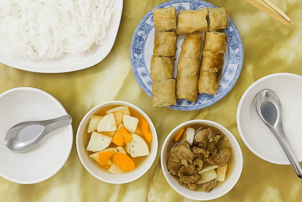 The bun cha is served simply, but the flavor is impressive and delicious